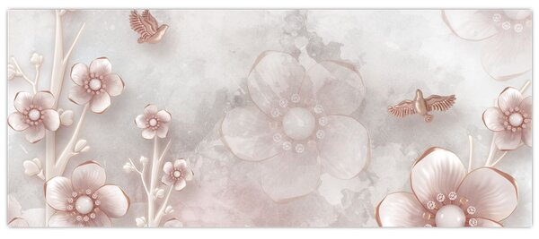 Obraz - Ružové kvety (120x50 cm)