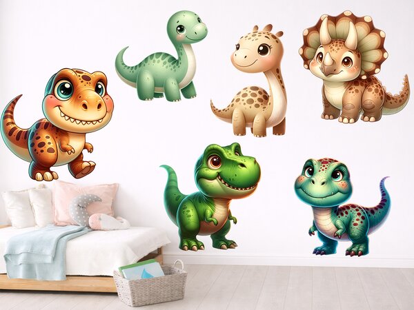 Nalepte.cz Dinosauríci textilní prelepiteľné nálepky na stenu arch 47 x 36 cm