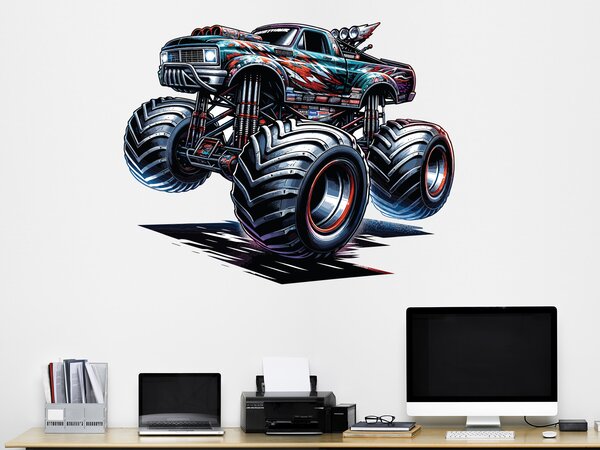 Nalepte.cz Monster truck 02 textilní prelepiteľná nálepka na stenu arch 47 x 37 cm