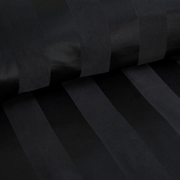 Čierne saténové obliečky na jednolôžko 135x200 cm So Soft Satin Stripe – Catherine Lansfield