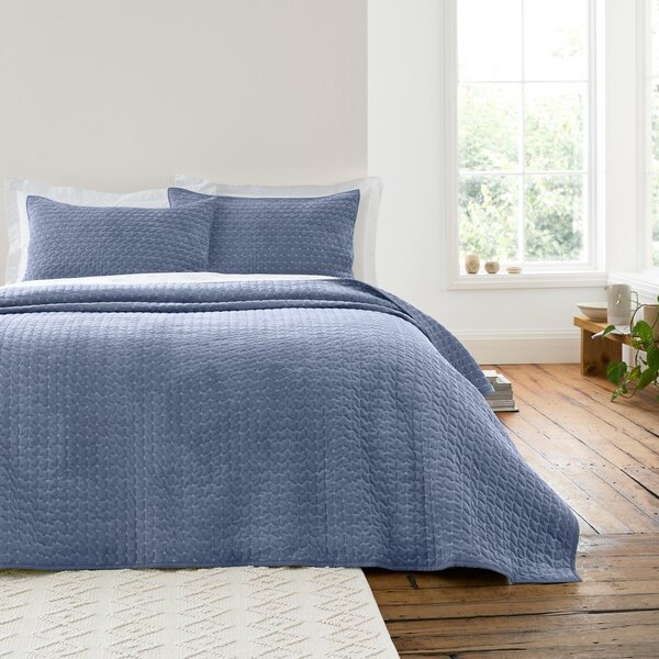 Modrý zamatový prešívaný pléd 240x260 cm Attica Velvet – Bianca