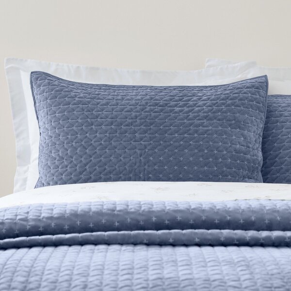 Modrý zamatový prešívaný pléd 240x260 cm Attica Velvet – Bianca
