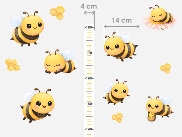 Nalepte.cz Meter včiel a včielok textilní prelepiteľné nálepky na stenu výška 160 cm