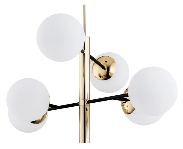 Argon 5041 - Luster na tyči CAMERON 8xE27/15W/230V mosadz/čierna