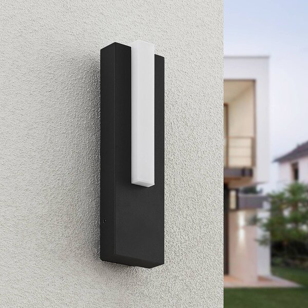 Lucande LED vonkajšie nástenné svietidlo Virgalia, 31 cm, antracit, IP65, Čierna, Hliník, Moderný, Nástenné svietidlo