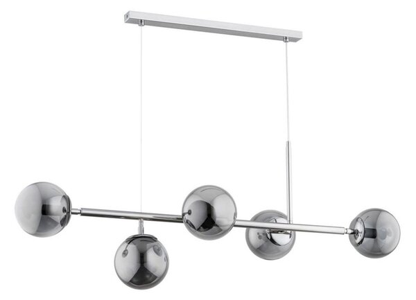 Luster na lanku DANSA 5xE14/10W/230V šedá/lesklý chróm