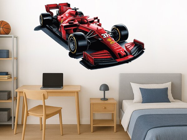 Nalepte.cz Červená formula F1 textilní prelepiteľná nálepka na stenu arch 25 x 15 cm