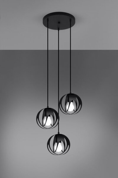 Sollux SL.1088 - Luster na lanku TULOS 3xE27/60W/230V čierna