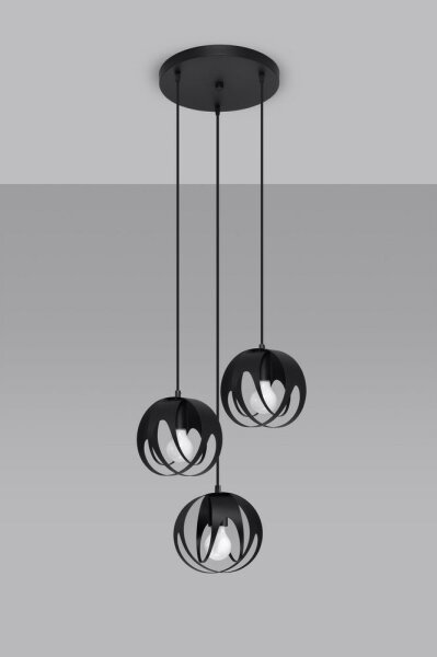 Sollux SL.1088 - Luster na lanku TULOS 3xE27/60W/230V čierna