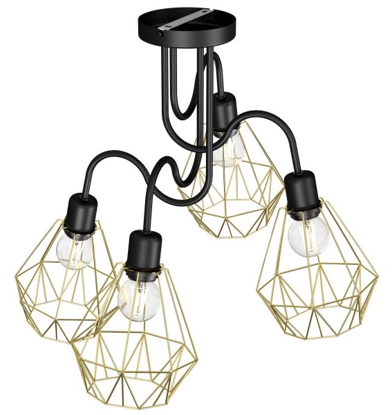 Prisadený luster BERGEN 4xE27/60W/230V čierna/zlatá
