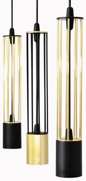 LED Luster na lanku BARS 3xGU10/4,8W/230V čierna/zlatá