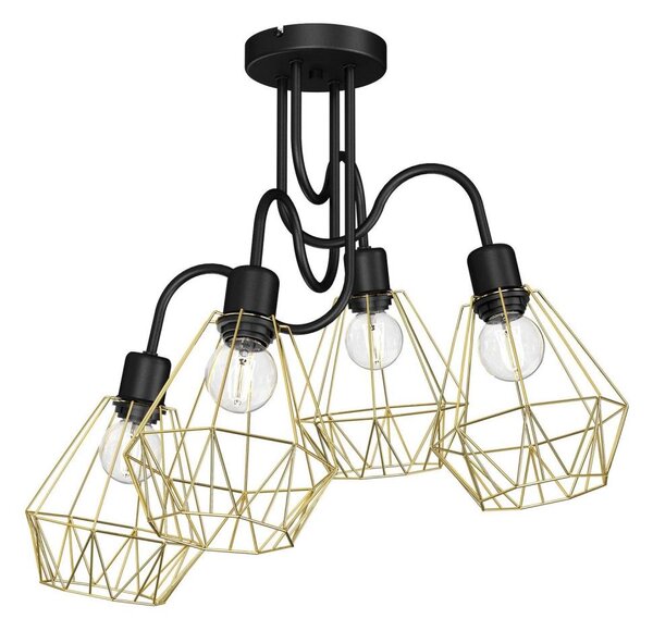 Prisadený luster BERGEN 4xE27/60W/230V čierna/zlatá