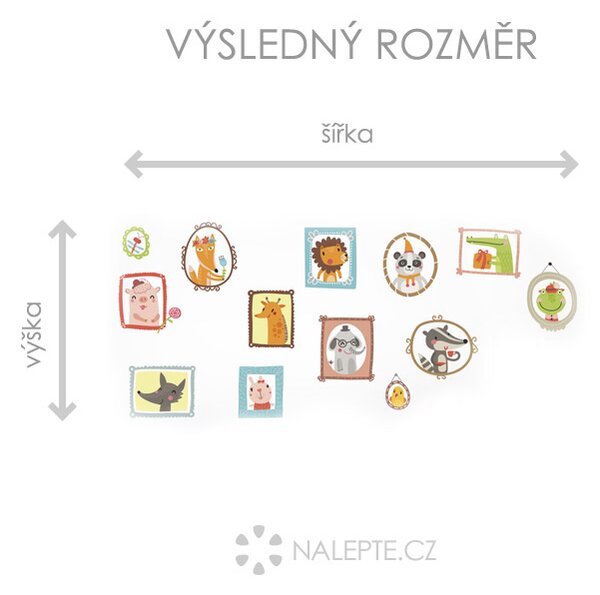 Nalepte.cz Portréty zvieratiek textilní prelepiteľné nálepky na stenu arch 45 x 35 cm