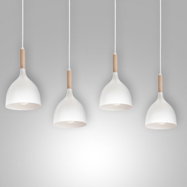 Luster na lanku NOAK WOOD 4xE27/15W/230V biela/buk