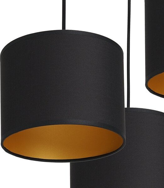 Luster na lanku ARDEN 3xE27/60W/230V čierna/zlatá