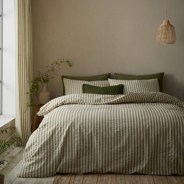 Zelené obliečky na jednolôžko 135x200 cm Cotton Rich Woven Stripe – Pineapple Elephant