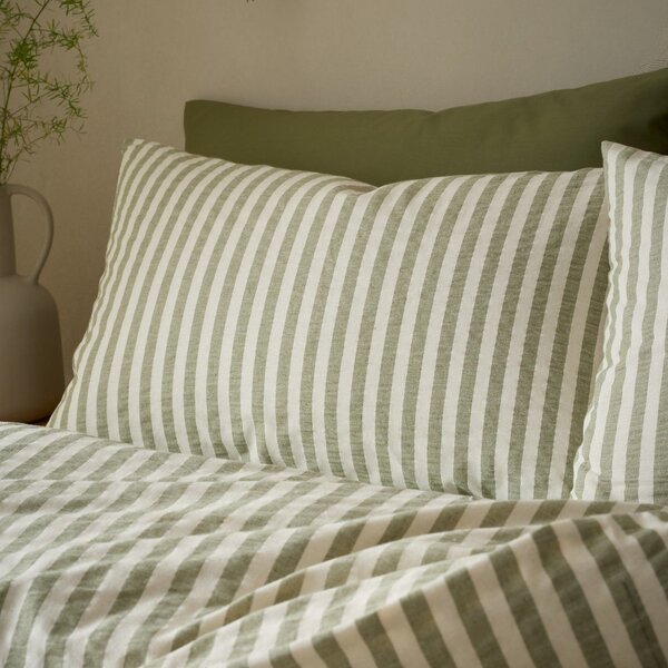 Zelené obliečky na jednolôžko 135x200 cm Cotton Rich Woven Stripe – Pineapple Elephant