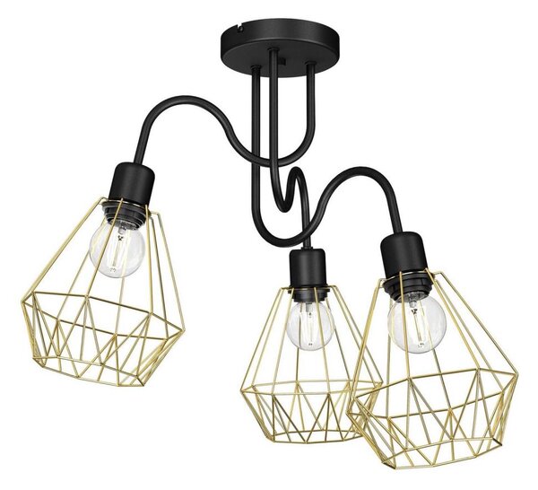 Prisadený luster BERGEN 3xE27/60W/230V čierna/zlatá