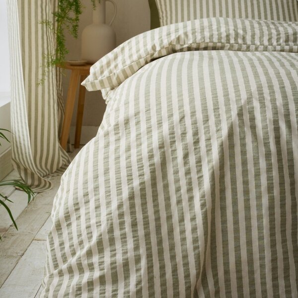 Zelené obliečky na jednolôžko 135x200 cm Cotton Rich Woven Stripe – Pineapple Elephant