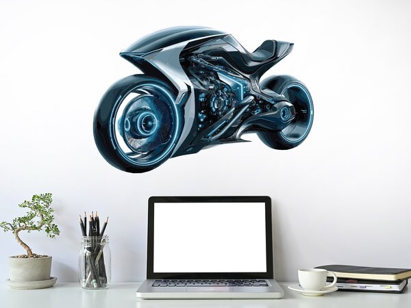 Nalepte.cz Futuristická motorka textilní prelepiteľná nálepka na stenu arch 20 x 13 cm