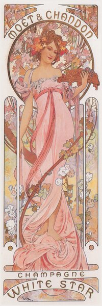 Obrazová reprodukcia Moët & Chandon White Star Champagne (Beautiful Art Nouveau Lady, Advertisement) - Alfons / Alphonse Mucha