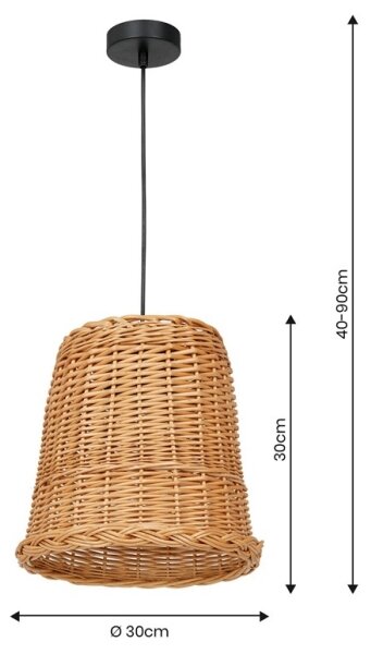Luster na lanku VIMINI 1xE27/40W/230V ratan