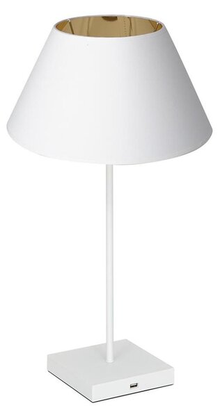 Stolná lampa s USB konektorom 1xE27/60W/230V biela