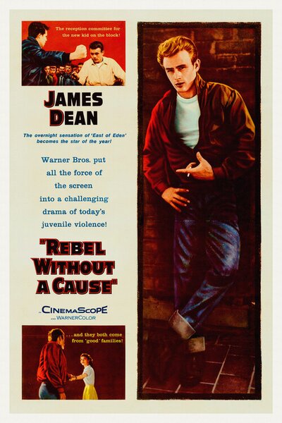 Obrazová reprodukcia Rebel without a cause, Ft. James Dean (Vintage Cinema / Retro Movie Theatre Poster / Iconic Film Advert)