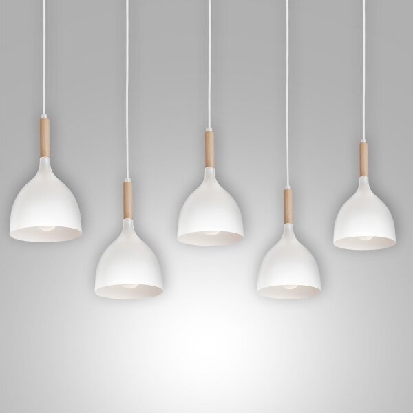 Luster na lanku NOAK 5xE27/15W/230V biela/buk