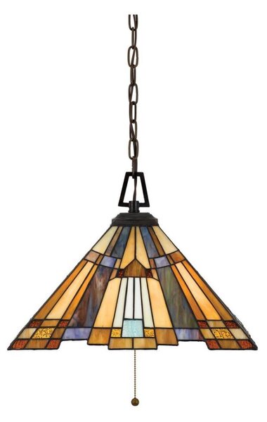 Elstead QZ-INGLENOOK-P-A - Luster na reťazi v štýle Tiffany INGLENOOK 3xE27/60W/230V