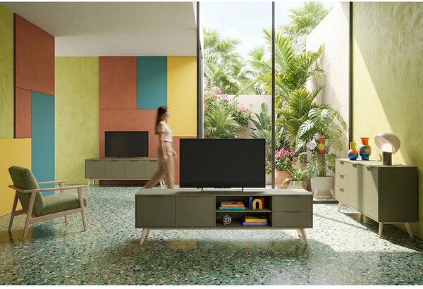 Zelený matný TV stolík 180x53x40 cm Campus – Marckeric