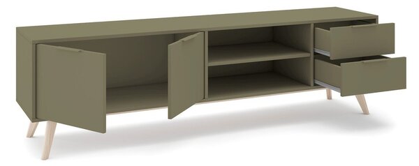 Zelený matný TV stolík 180x53x40 cm Campus – Marckeric