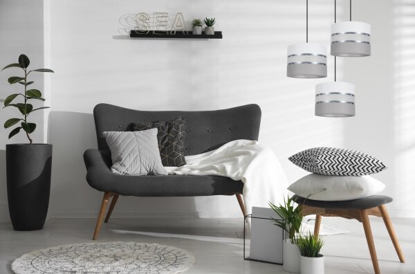 Luster na lanku CORAL 3xE27/60W/230V biela/šedá