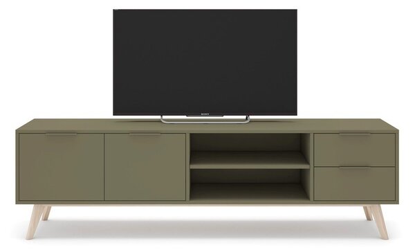 Zelený matný TV stolík 180x53x40 cm Campus – Marckeric