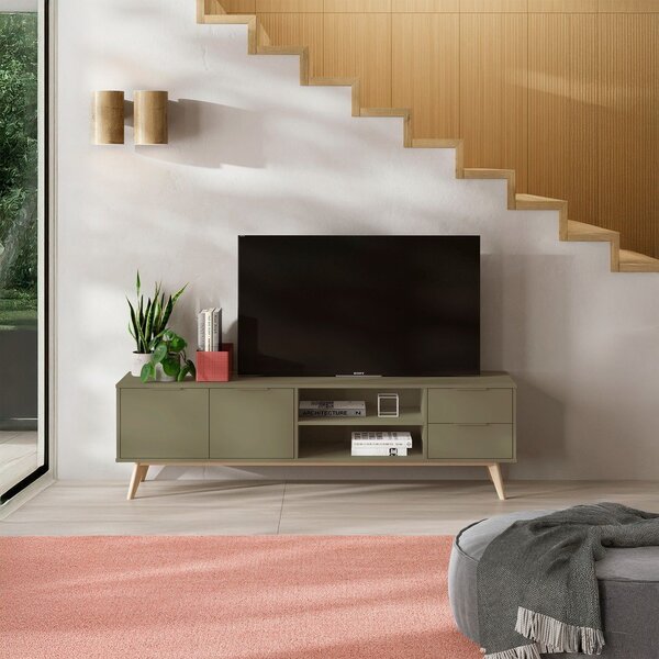 Zelený matný TV stolík 180x53x40 cm Campus – Marckeric