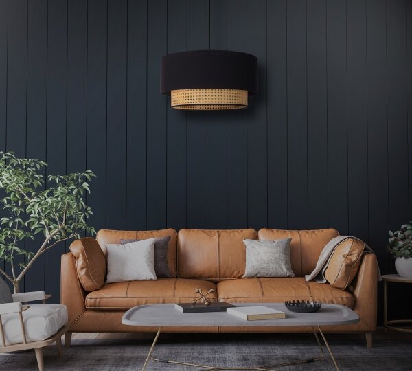 Duolla - Luster na lanku BOHO 1xE27/15W/230V pr. 45 cm čierna/ratan