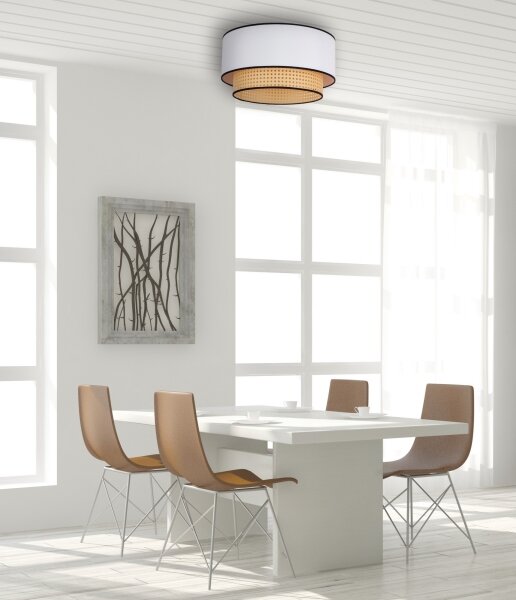 Duolla - Stropné svietidlo BOHO 1xE27/15W/230V pr. 45 cm biela/ratan