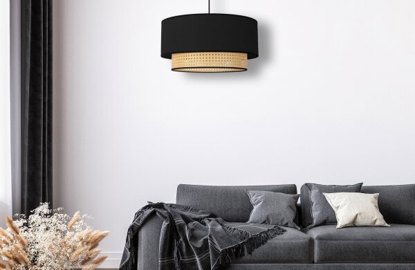 Duolla - Luster na lanku BOHO 1xE27/15W/230V pr. 45 cm čierna/ratan