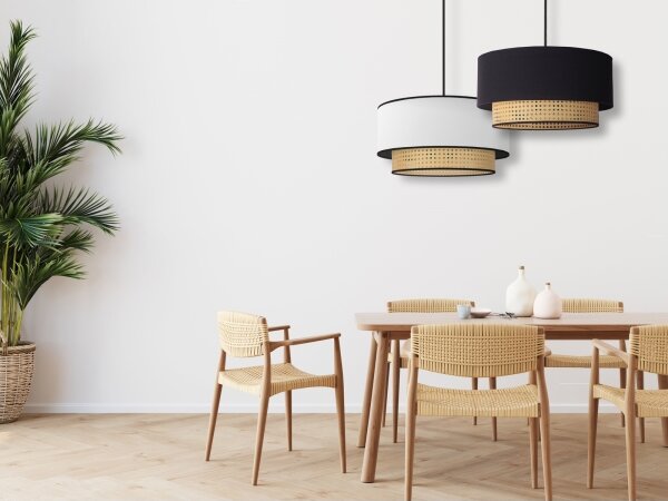 Duolla - Luster na lanku BOHO 1xE27/15W/230V pr. 45 cm biela/ratan