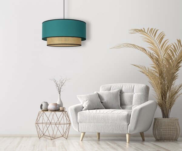 Duolla - Luster na lanku BOHO 1xE27/15W/230V pr. 45 cm tyrkysová/ratan