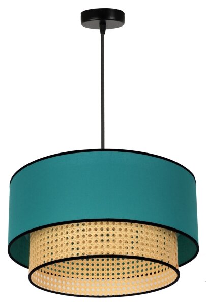Duolla - Luster na lanku BOHO 1xE27/15W/230V pr. 45 cm tyrkysová/ratan