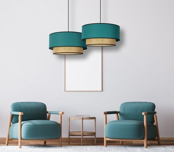 Duolla - Luster na lanku BOHO 1xE27/15W/230V pr. 45 cm tyrkysová/ratan