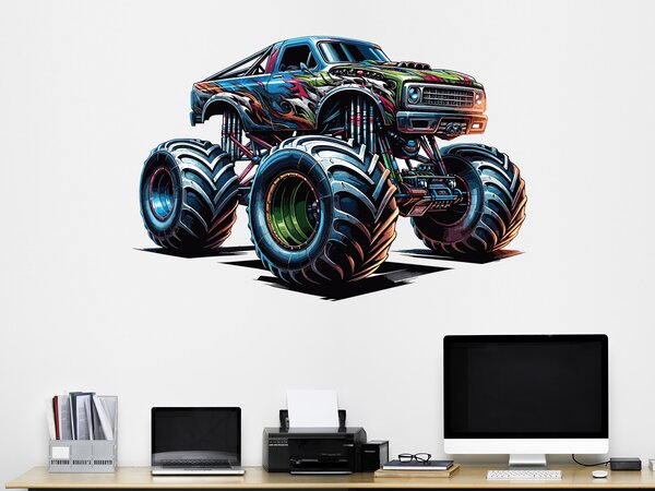 Nalepte.cz Monster truck 03 textilní prelepiteľná nálepka na stenu arch 47 x 31 cm