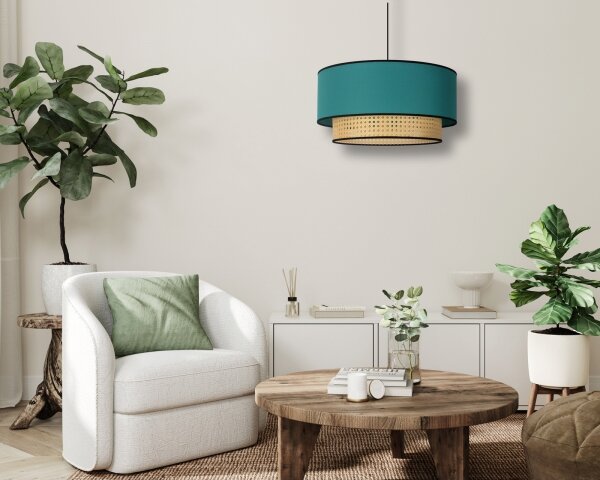 Duolla - Luster na lanku BOHO 1xE27/15W/230V pr. 45 cm tyrkysová/ratan