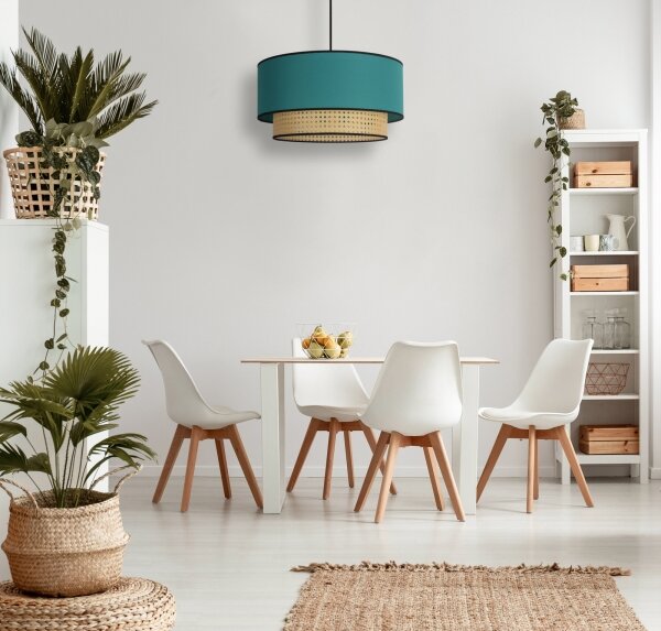 Duolla - Luster na lanku BOHO 1xE27/15W/230V pr. 45 cm tyrkysová/ratan