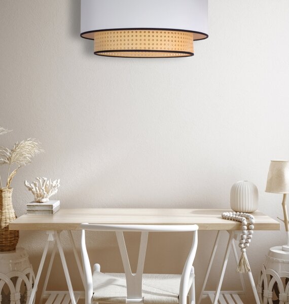 Duolla - Stropné svietidlo BOHO 1xE27/15W/230V pr. 45 cm biela/ratan