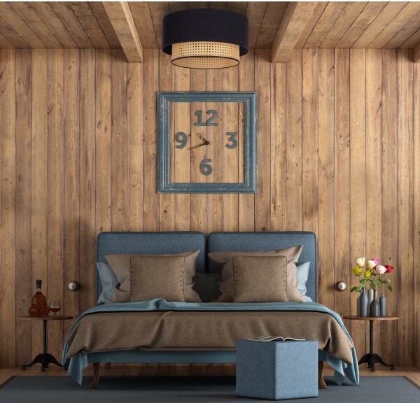 Duolla - Stropné svietidlo BOHO 1xE27/15W/230V pr. 45 cm čierna/ratan