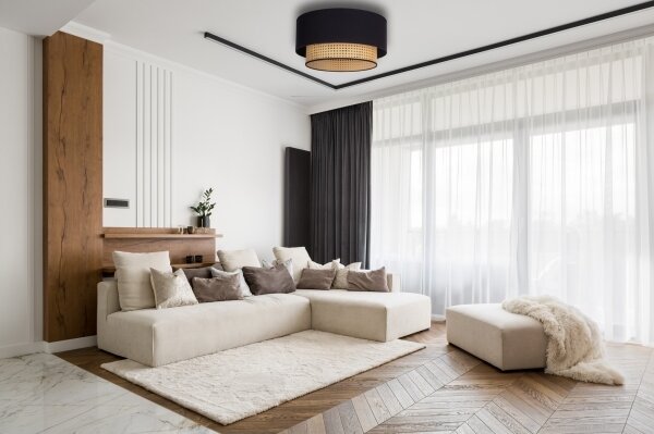 Duolla - Stropné svietidlo BOHO 1xE27/15W/230V pr. 45 cm čierna/ratan