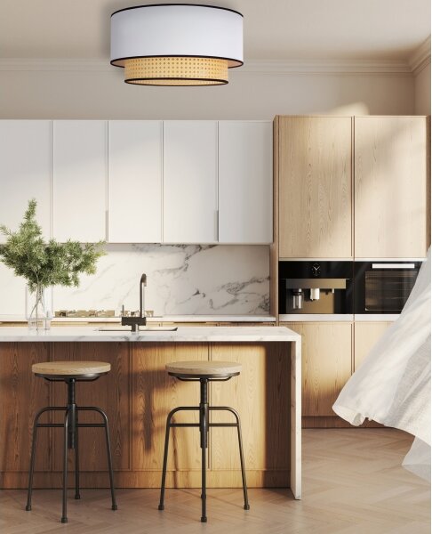 Duolla - Stropné svietidlo BOHO 1xE27/15W/230V pr. 45 cm biela/ratan