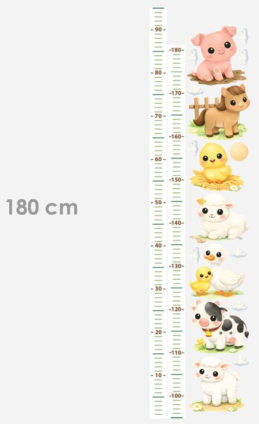 Nalepte.cz Meter mláďatá z farmy textilní prelepiteľné nálepky na stenu výška 160 cm